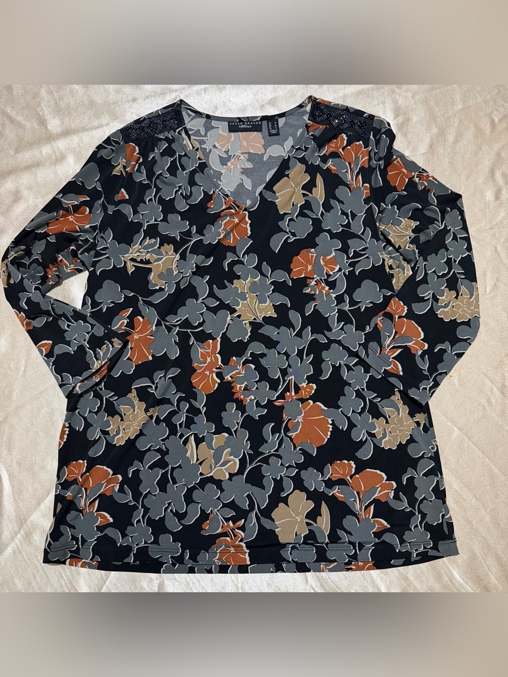 Susan Graver Artisan Printed Liquid Knit Top Medium